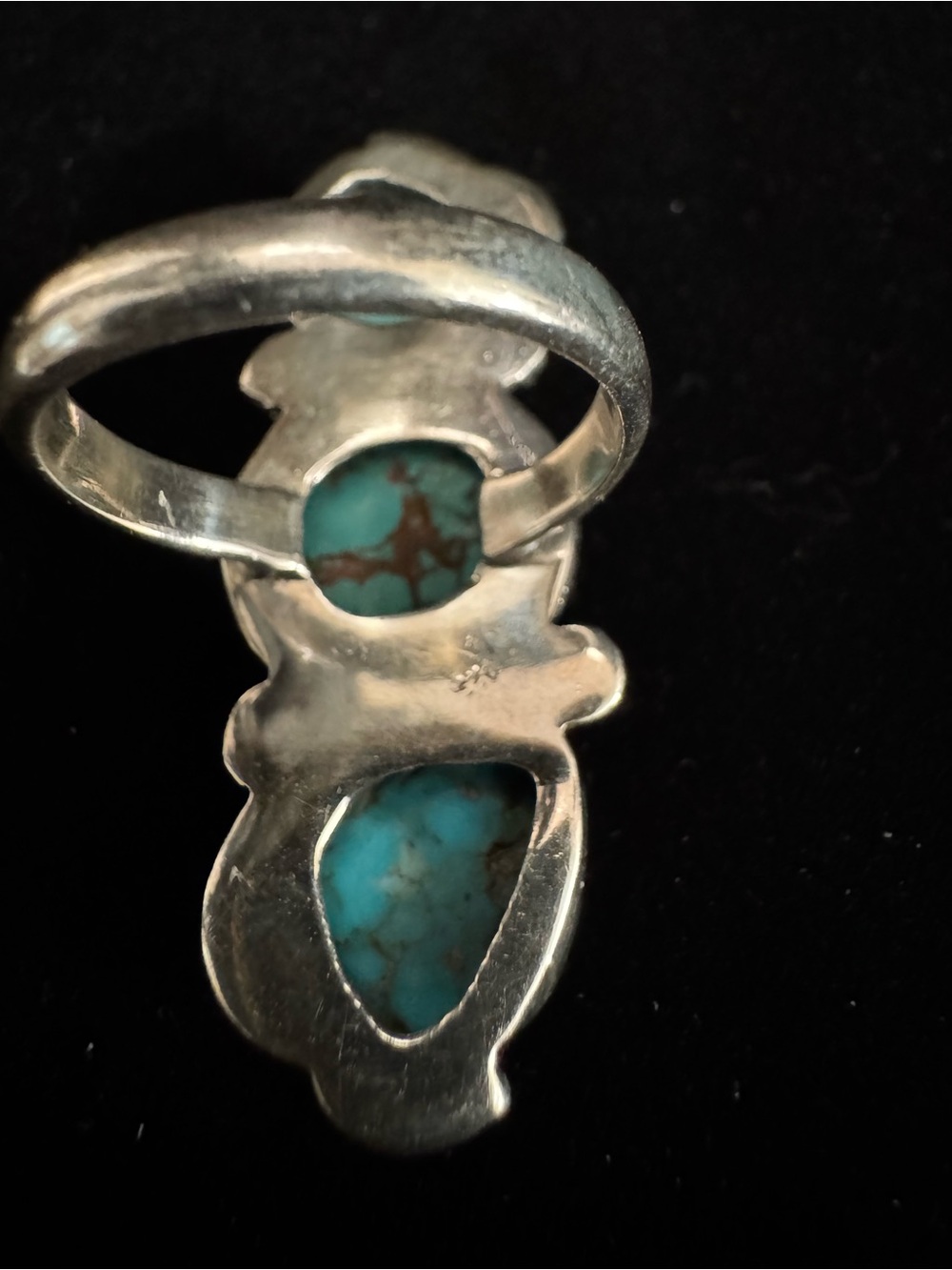 Turquoise Triple Stone Sterling Silver Ring - Blue Turquoise - Picture 5 of 8